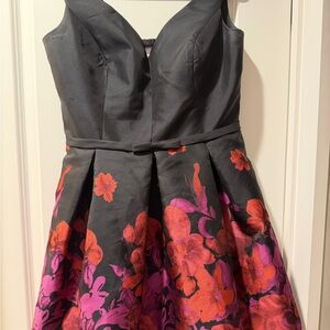 Alyce Paris Black and Pink Floral Mini Dress